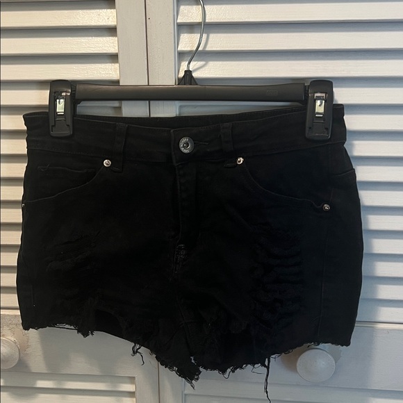 Fashion Black Short Jean Tops - # 0806+ Sexy Black Denim Shorts Set.